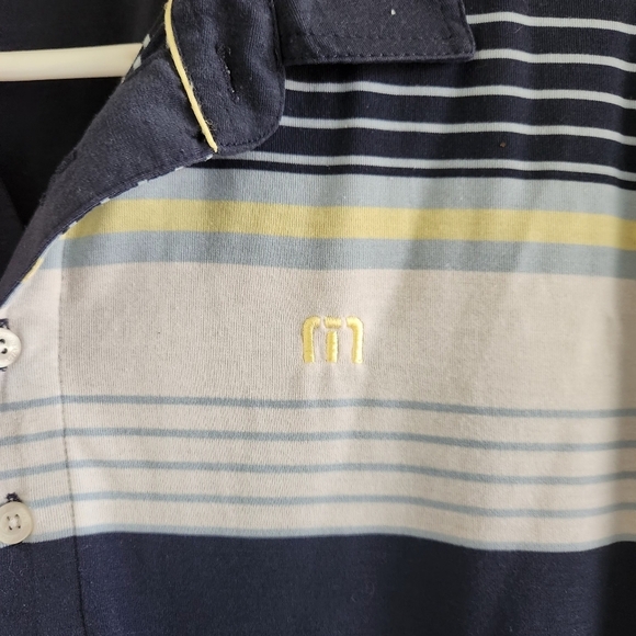 Travis Mathew Striped Navy Polo Golf Shirt Size M - Picture 3 of 8